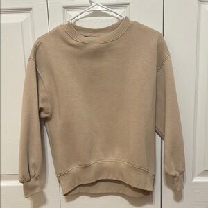 Zara Tan Ribbed Crewneck Sweater Soft Pullover